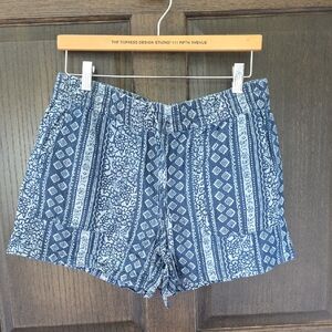Calvin Klein Navy & White Printed High-Waist Shorts